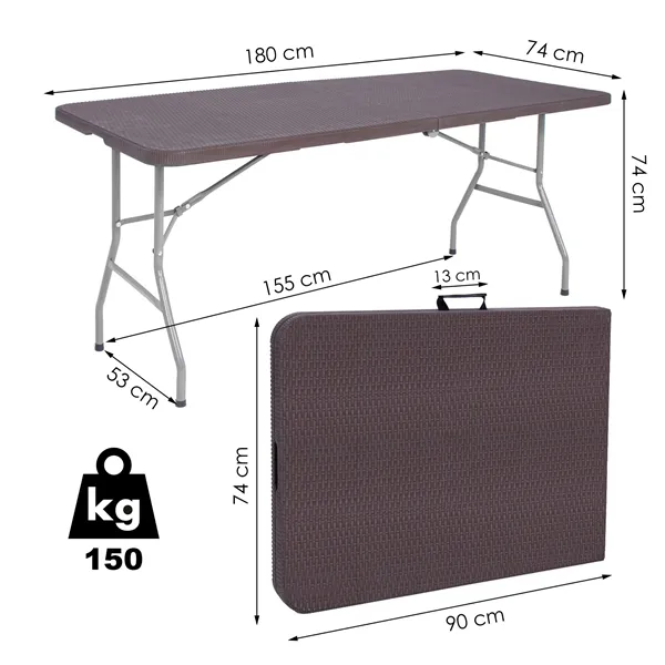 Folding table Springos GF0055 180cm brown