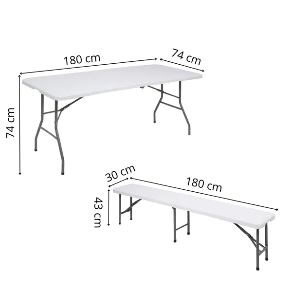 Folding table with 2 benches Springos GF0099 180 x 74 x 74 cm