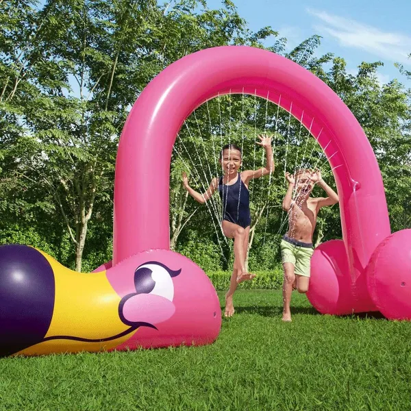 Vandens purkštuvas ir purkštuvo žaislas Bestway Plastmasinis 340 x 110 x 193 cm Rožinis flamingas