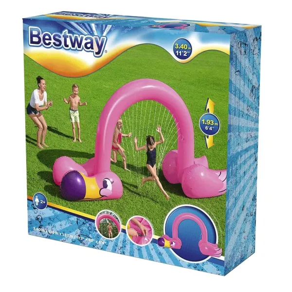 Vandens purkštuvas ir purkštuvo žaislas Bestway Plastmasinis 340 x 110 x 193 cm Rožinis flamingas