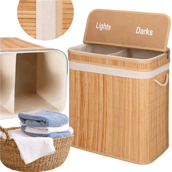 Bamboo laundry basket Springos HA0155 100l