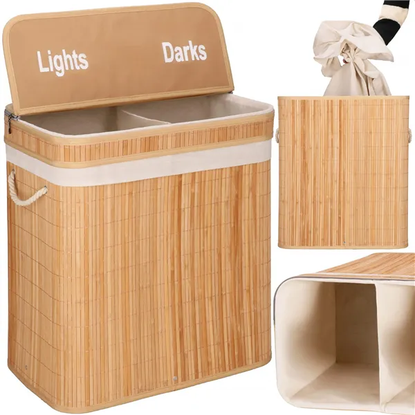 Bamboo laundry basket Springos HA0155 100l