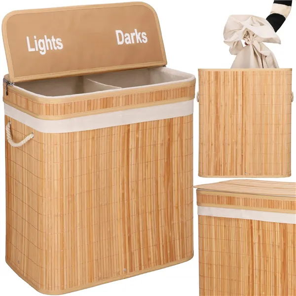 Bamboo laundry basket Springos HA0155 100l