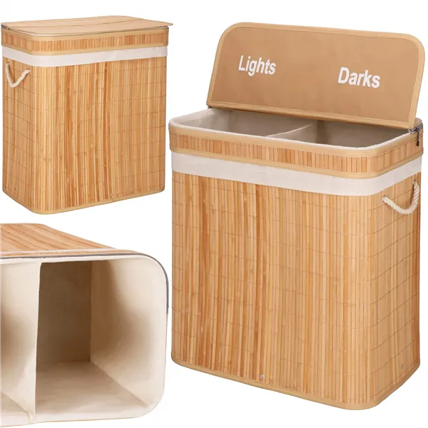 Bamboo laundry basket Springos HA0155 100l