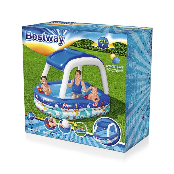 Pripučiamas vaikiškas baseinas Bestway Spalvotas 213 x 155 x 132 cm 175 x 262 x 51 cm Laivas