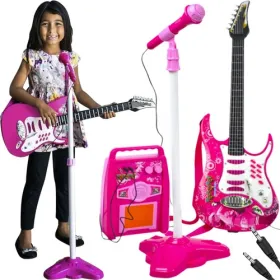 Kitara + mikrofoni + vahvistin pinkki 22407