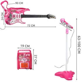 Gitara + mikrofonas + stiprintuvas rožinė 22407