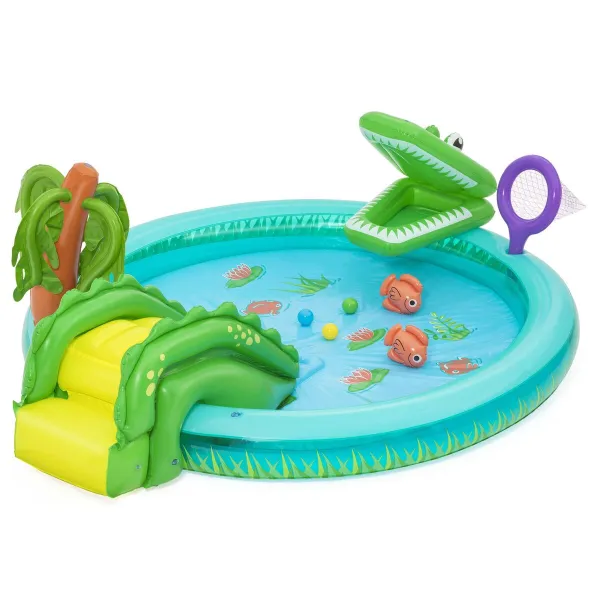Bestway Inflatable Allas Leikkipuisto Krokotiili 224x181x72 cm +2 V 53166