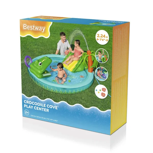 Bestway Inflatable Allas Leikkipuisto Krokotiili 224x181x72 cm +2 V 53166