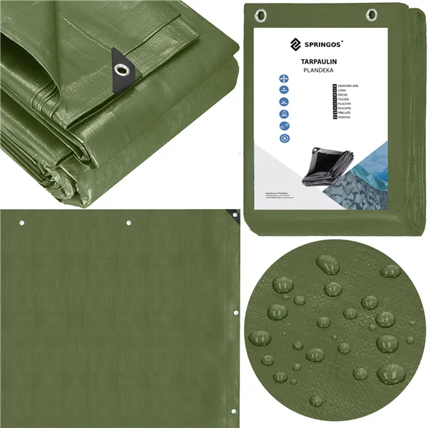 Tarpaulin 5x8m Springos GA2127 120g/m2 thick protective green sheet