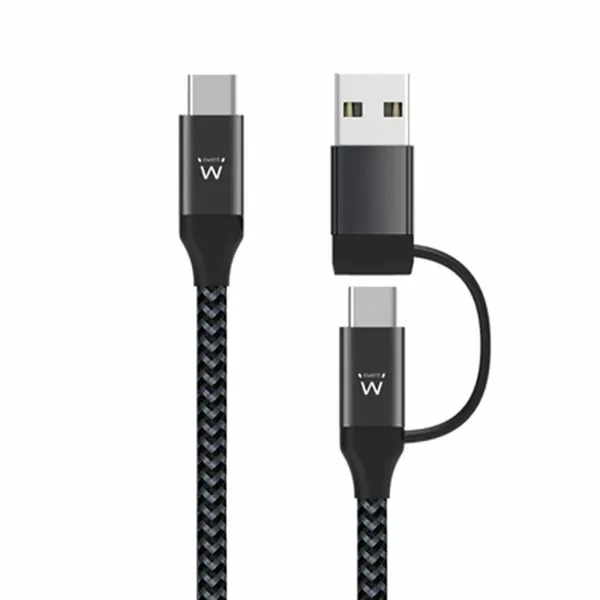USB lādētāja kabelis Ewent EW9918 Melns 1 m (1 gb.)