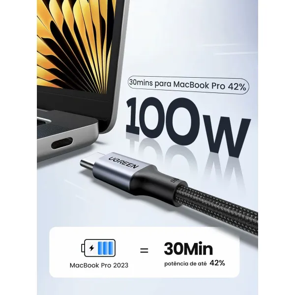 USB uz Lightning Kabelis Ugreen 70427 Melns Sudrabains 1 m