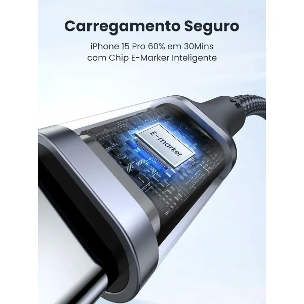 USB uz Lightning Kabelis Ugreen 70427 Melns Sudrabains 1 m