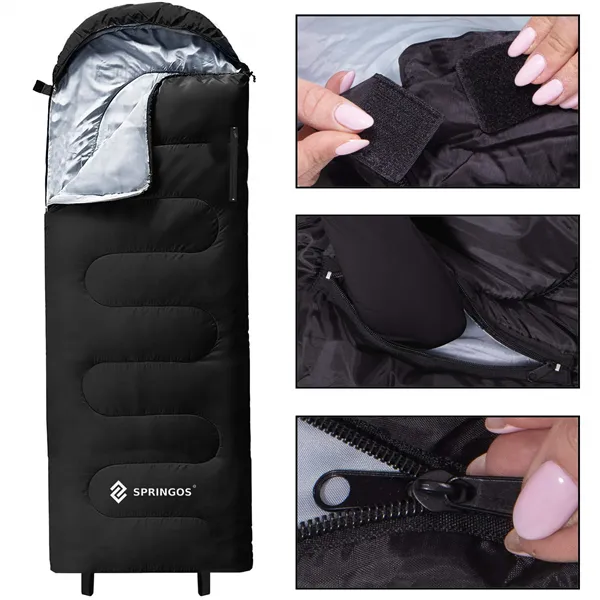 Hiking sleeping bag with hood 2in1 Springos CS0122 220x80 cm