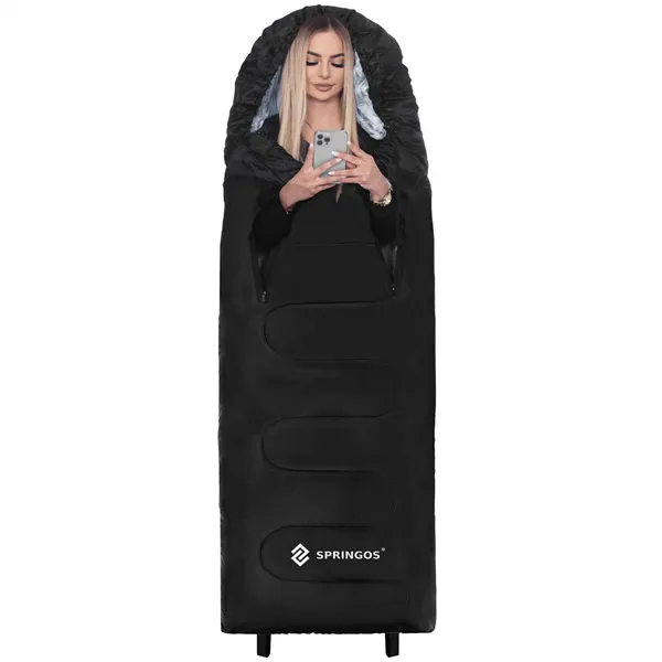 Hiking sleeping bag with hood 2in1 Springos CS0122 220x80 cm