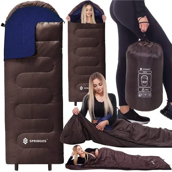 Tourist sleeping bag with hood 2in1 Springos CS0121 220x80 cm