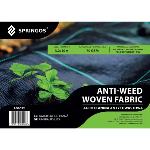 Агротекстиль против сорняков Springos AG0032 70г/м2 3,2х10 м