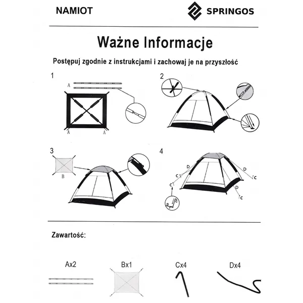 2-местная палатка с противомоскитной сеткой и УФ-фильтром Springos PT007 синего цвета