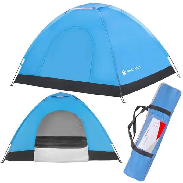 2-person camping tent with mosquito net and UV filter Springos PT007 blue