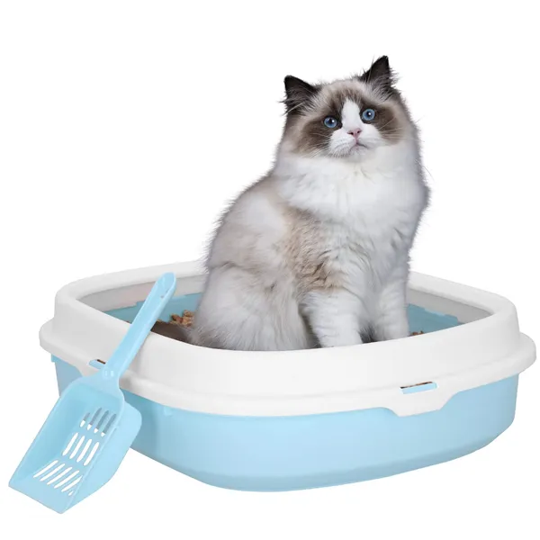 Cat toilet + scoop Springos PA0245 40x33x11 cm, blue