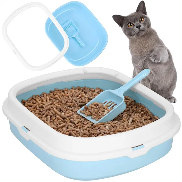 Cat toilet + scoop Springos PA0245 40x33x11 cm, blue