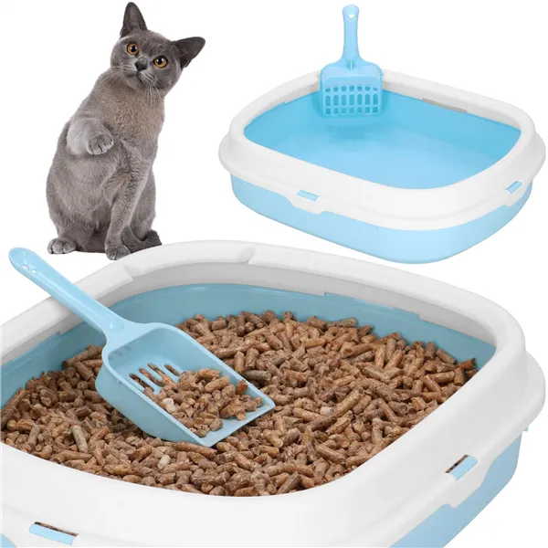 Cat toilet + scoop Springos PA0245 40x33x11 cm, blue