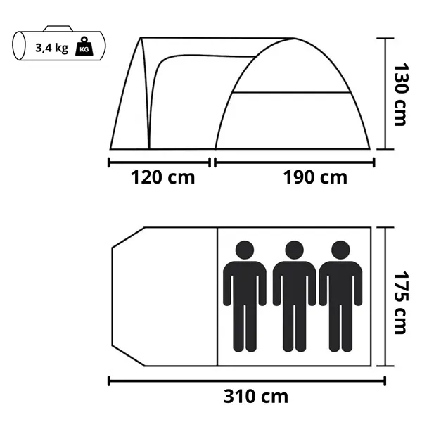 Camping tent Springos PT029 345 X 185 X 125 CM