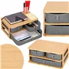 Bamboo organizer with 3 drawers for cosmetics, jewelry box Springos HA0161