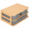 Bamboo organizer with 3 drawers for cosmetics, jewelry box Springos HA0161