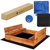 Closed sandbox with benches with tarpaulin and fleece Springos SB120SET 120x120 cm