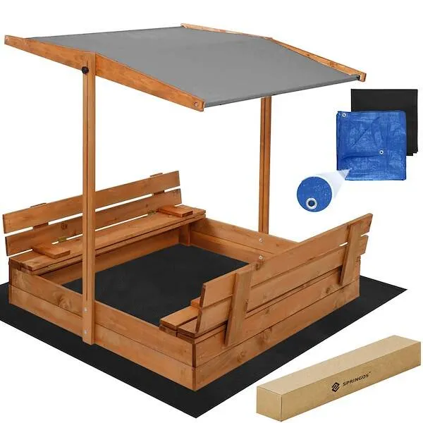 Wooden sandbox Springos SB120RSET 120x120cm