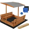 Wooden sandbox Springos SB120RSET 120x120cm