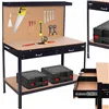 Work table for garage 120x60x155 cm with worktop and drawer, black and brown