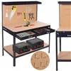 Work table for garage 120x60x155 cm with worktop and drawer, black and brown