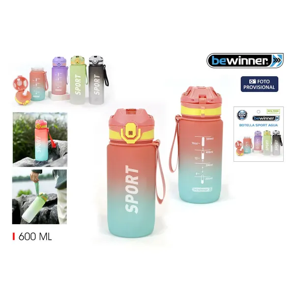 Vandens butelis Bewinner Spalvotas 600 ml 7,4 x 7,4 x 19 cm (12 vnt.)