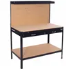 Work table for garage 120x60x155 cm with worktop and drawer, black and brown