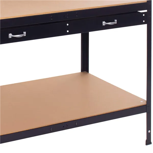 Work table for garage 120x60x155 cm with worktop and drawer, black and brown