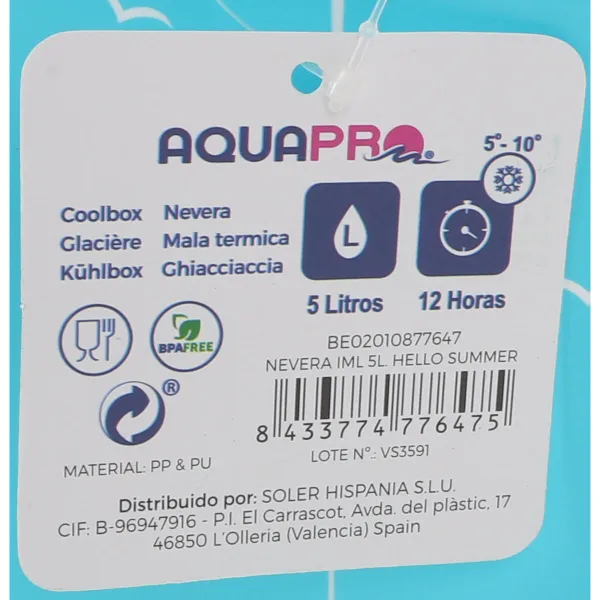 Nešiojamas šaldytuvas Aquapro Hello Summer Spalvotas 5 L 28 x 22 x 19 cm (6 vnt.)