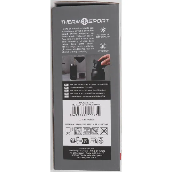 Vandens butelis ThermoSport Nerūdijantis plienas 350 ml 0,35 L (8 vnt.)