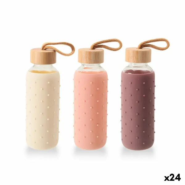 Vandens butelis Bewinner stiklas Silikoninis 400 ml 7 x 7 x 19,8 cm (24 vnt.)
