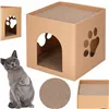 Cardboard house with cat scratching post Springos PA0322 30x30x30 cm