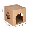 Cardboard house with cat scratching post Springos PA0322 30x30x30 cm