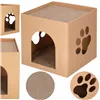 Cardboard house with cat scratching post Springos PA0322 30x30x30 cm