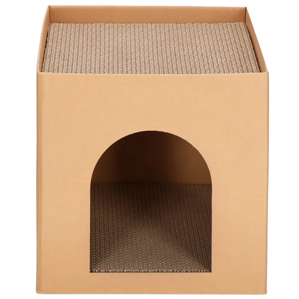 Cardboard house with cat scratching post Springos PA0322 30x30x30 cm