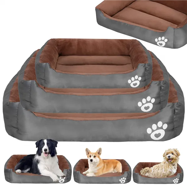 Dog and cat beds Springos PA0329 3 pcs. small, medium and large set of brown-gray beds