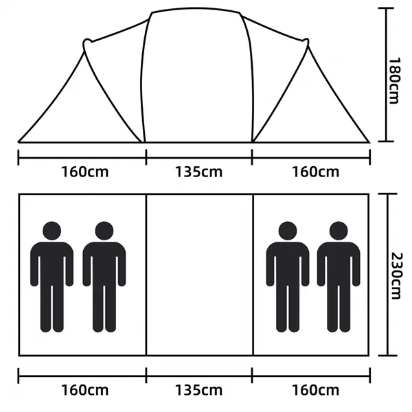 Camping tent Springos PT031 455x230x180cm