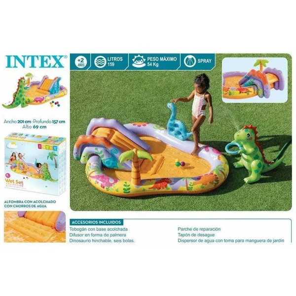 Pripučiamas vaikiškas baseinas Intex Dino Park 201 x 157 x 69 cm