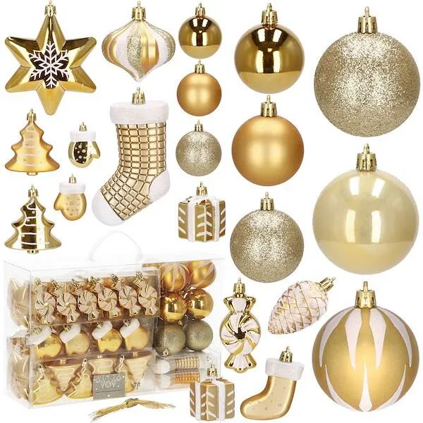 Christmas baubles Springos CA0157 77 pcs gold