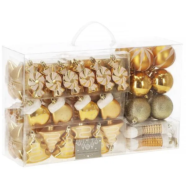 Christmas baubles Springos CA0157 77 pcs gold