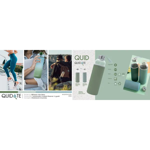 Vandens butelis Quid Quidate Žalia stiklas 600 ml (12 vnt.)